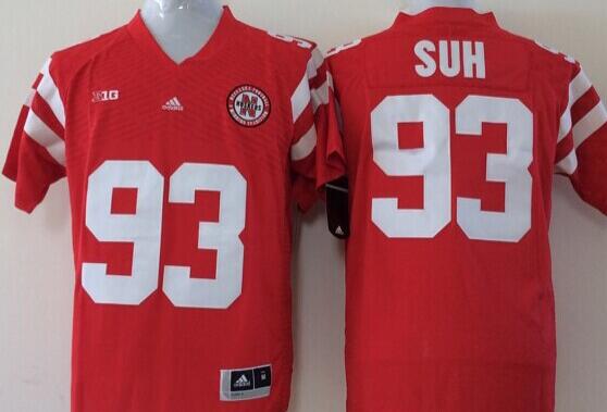 Men Nebraska Huskers #93 Suh Red NCAA jerseys->los angeles angels->MLB Jersey